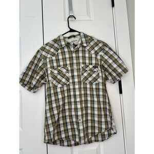 Volcom Western Pearl Snap Shirt Mens Size Medium Plaid Short Sleeve Rockabilly